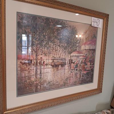 LOU GORDON “THE WINDOW GARDEN” EDITION 192/1000 FRAMED ARTWORK AND BRASS CANDLE WALL SCONCES