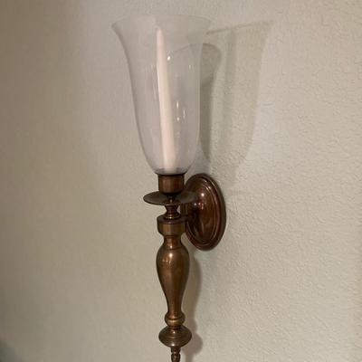 LOU GORDON “THE WINDOW GARDEN” EDITION 192/1000 FRAMED ARTWORK AND BRASS CANDLE WALL SCONCES