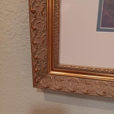 LOU GORDON “THE WINDOW GARDEN” EDITION 192/1000 FRAMED ARTWORK AND BRASS CANDLE WALL SCONCES