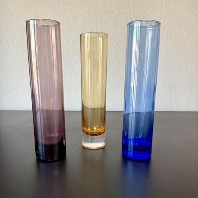 Set of 3 Tall Glass Bud Vases