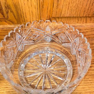 GLEAMING CUT LEAD CRYSTAL PEDESTAL BOWL & 2 CONDIMENT BOWLS