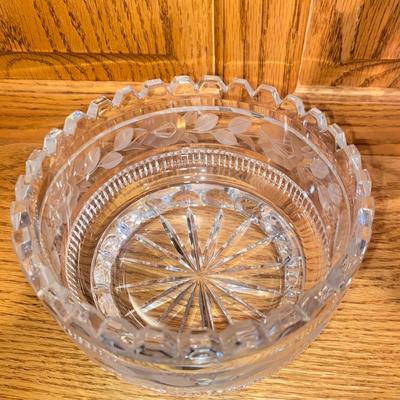 GLEAMING CUT LEAD CRYSTAL PEDESTAL BOWL & 2 CONDIMENT BOWLS