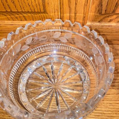 GLEAMING CUT LEAD CRYSTAL PEDESTAL BOWL & 2 CONDIMENT BOWLS