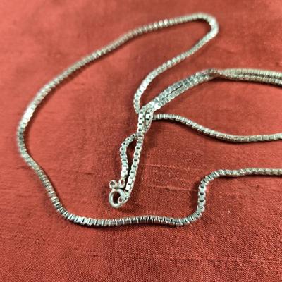 Long Sterling Box Chain Necklace