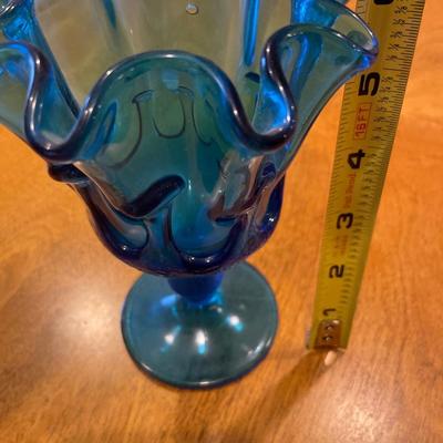 Blue ruffle edge vase