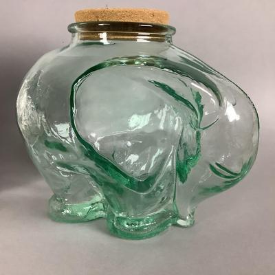 K8219 Aluminum Elephant Tray & Glass Elephant Jar with Lid