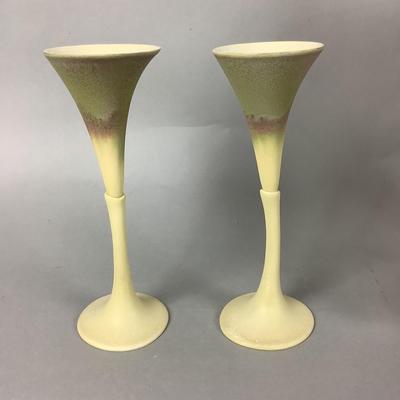 K8228 Wooden Marquetry Tray with Pair of Newman Ceramic Works Goblets