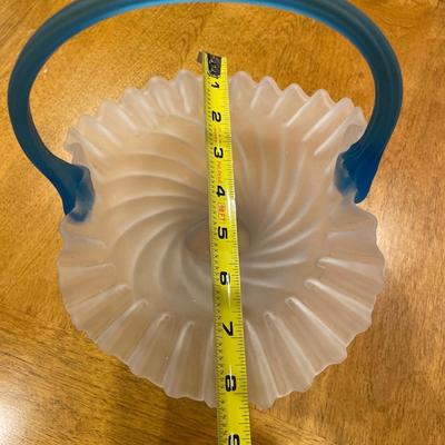 9” tall frosted basket with blue handle
