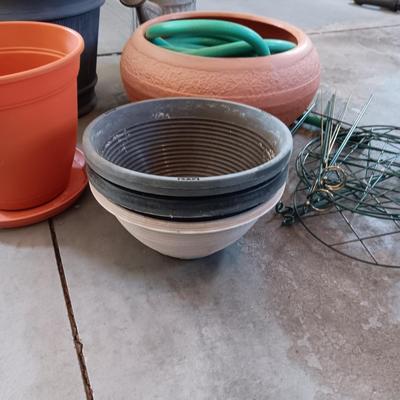 GALVANIZED WATERING CAN, FLOWER POTS, GARDEN HOSE HOLDER AND MORE
