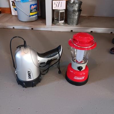 BATTERY OPERATED COLEMAN LANTERN & A RECHARGEABLE FLASHLIGHT