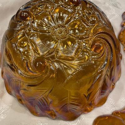 3 Marigold carnival glass bowls