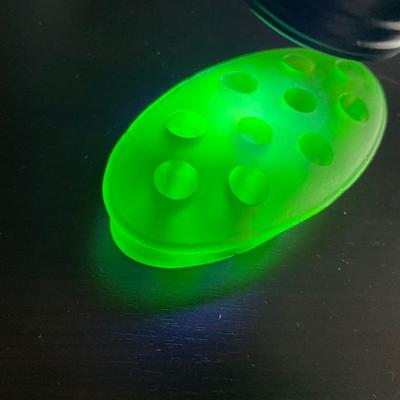 Satin uranium glass flower frog