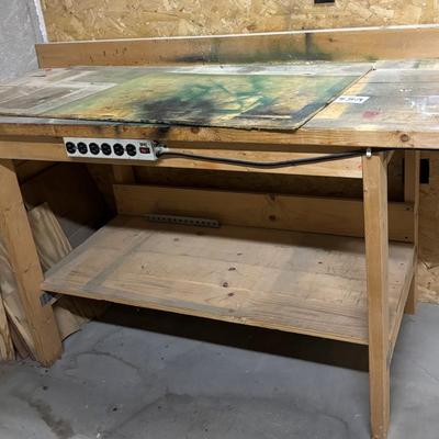 Wood Table With Electric Strip