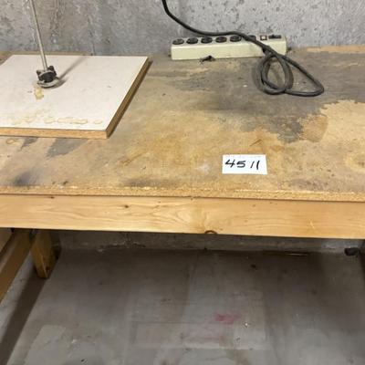 Wood Table with Electrical Strip