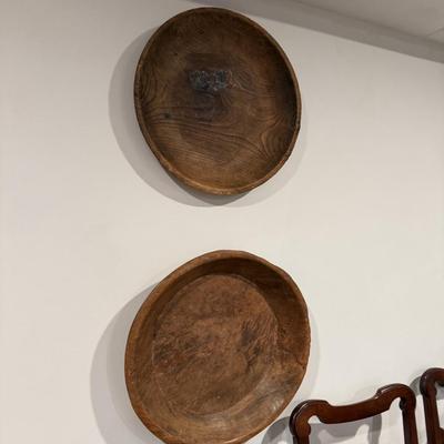 Two antique wood bowls
