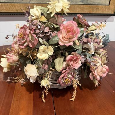 Pink and cream faux floral arrangement