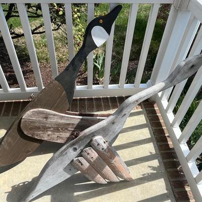Large Wood Geese Outdoor Decor