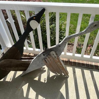 Large Wood Geese Outdoor Decor