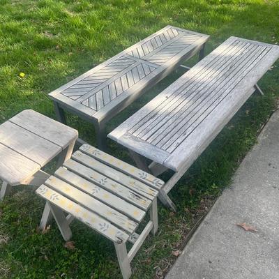 Wood Patio Benches End Tables