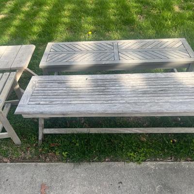 Wood Patio Benches End Tables