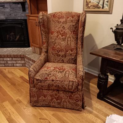 KACEY FINE FURNITURE "MARISA" HIGH BACK CHAIR WITH THROW PILLOW