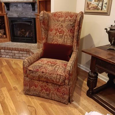KACEY FINE FURNITURE "MARISA" HIGH BACK CHAIR WITH THROW PILLOW