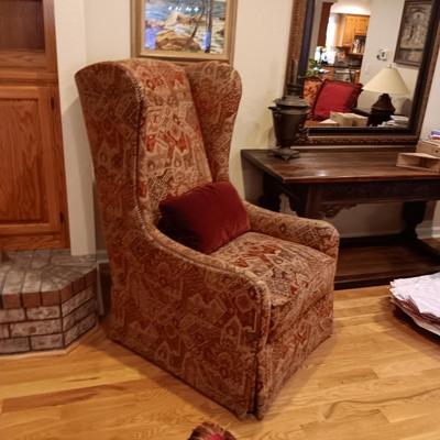 KACEY FINE FURNITURE "MARISA" HIGH BACK CHAIR WITH THROW PILLOW