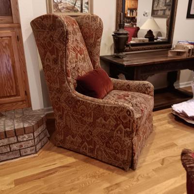 KACEY FINE FURNITURE "MARISA" HIGH BACK CHAIR WITH THROW PILLOW