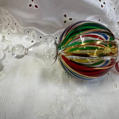 LOT OF 2 Blown Art Glass ORNAMENT