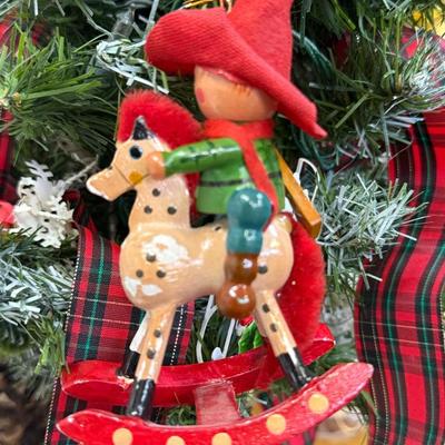Lot of 2 Vintage Wooden Cowboy and Cowgirl on Horse