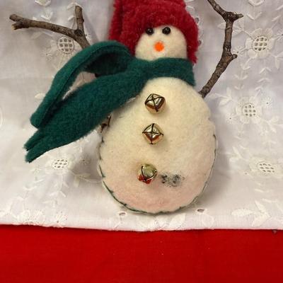 Lot of 2 plush snowman ornament