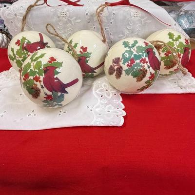 Vtg Cardinal ornament lot of 5