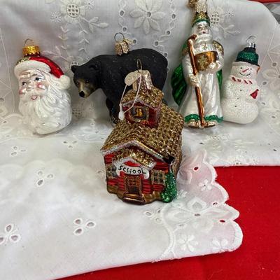 Lot of 5 ornament including vtg blown glass santa head