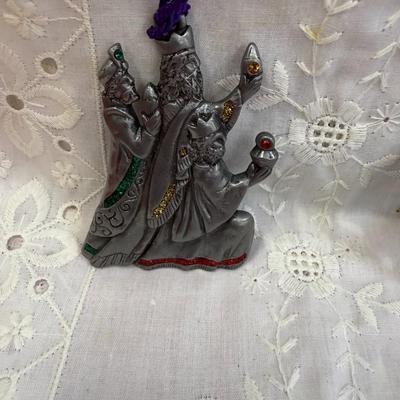 Lot of 3 Pewter Tone Christmas ornaments