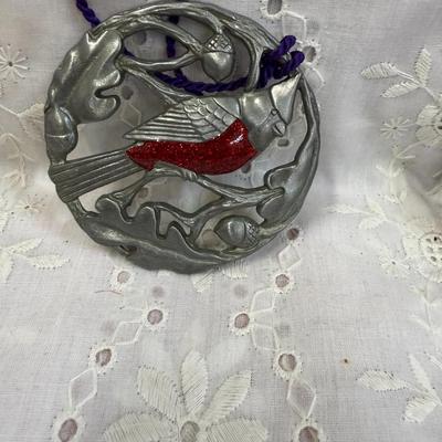 Lot of 3 Pewter Tone Christmas ornaments
