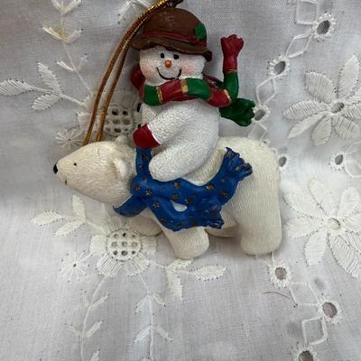 Christmas Ornaments Polar Bears Snowman Penguin 3” Set of 2