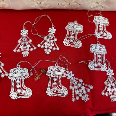 Lot of vtg. Winterlace by tamerlane Christmas metal lace ornaments