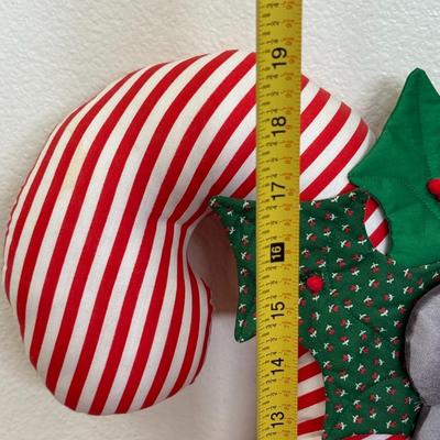 Vtg 80s Large Candy Cane Mouse Plush Decor Wall Door Hanging