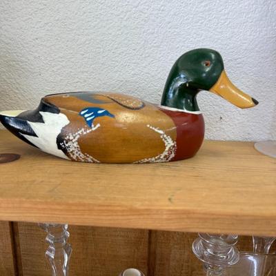 Wood Duck Decoy Handcrafted Carved Painted Collectible Folk Art Decor