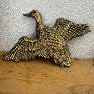 Vintage Brass Flying Ducks Wall Decor Art Lot of 3 Hunting Cabin 