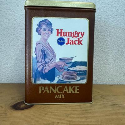 Vintage Pillsbury Hungry Jack Pancake Mix Tin Collectible Metal Container Box