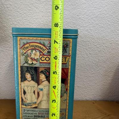 Decorative Repro Tin Canister The Improved Bon Ton Corset Worcester Corset Co