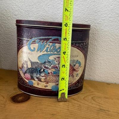 VINTAGE TIN - "WILSON'S THREAD AND YARN size 6" x 6" x 3.5"