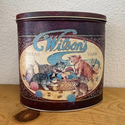 VINTAGE TIN - "WILSON'S THREAD AND YARN size 6" x 6" x 3.5"