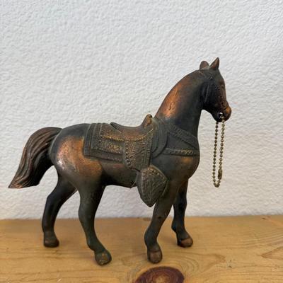 Vintage Cast Metal Bronze Colored Horse Coin Bank, Vintage Banks, Collectible Banks, Office or Library Decor, Horse