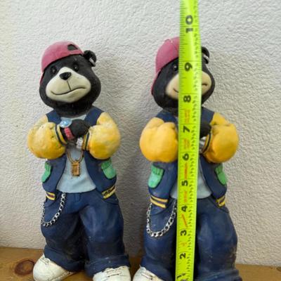 Pair of hip hop black bear statue