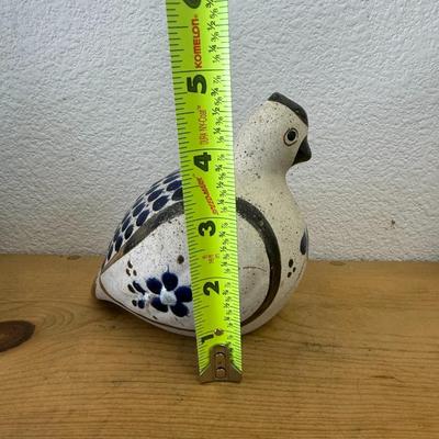 Vintage Mexican Tonala Pottery Folk Art Bird Quail Figurine Signed 5 1/2"