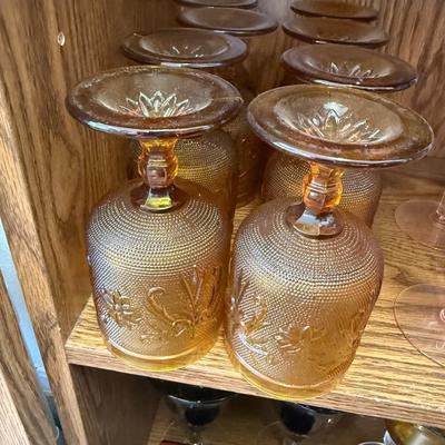 Lot of 8 Vintage Tiara Indiana Glass Amber