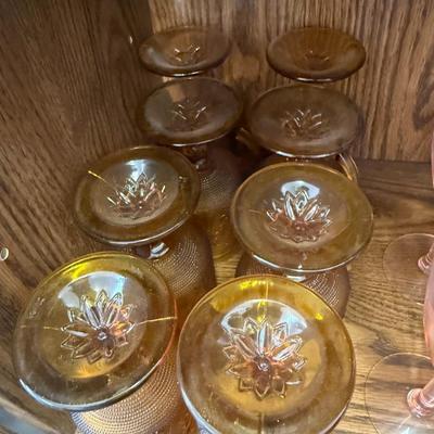 Lot of 8 Vintage Tiara Indiana Glass Amber