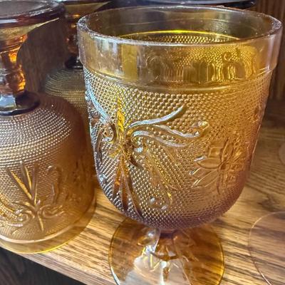 Lot of 8 Vintage Tiara Indiana Glass Amber